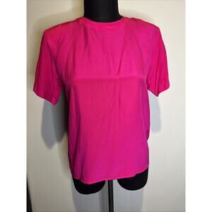Oscar De La Renta Hot Pink 100% Silk Top Pullover Size Medium